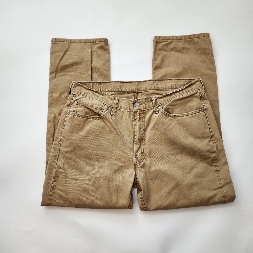 Levis 514 Mens British Khaki Zip Fly Straight Leg Pants 36 X 30